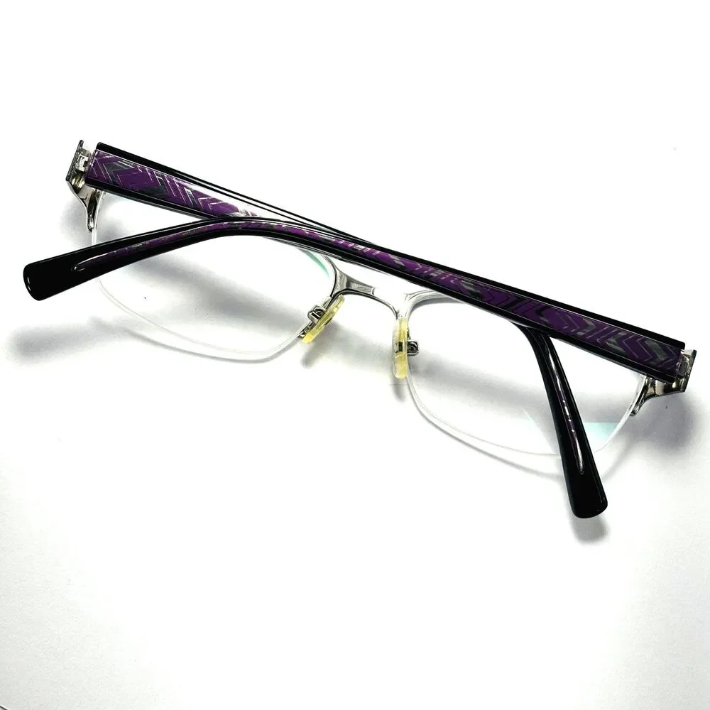 Marchon NYC Glasses FRAMES Yorkville Uptown PURPLE Silver Edges Black 51 17 135